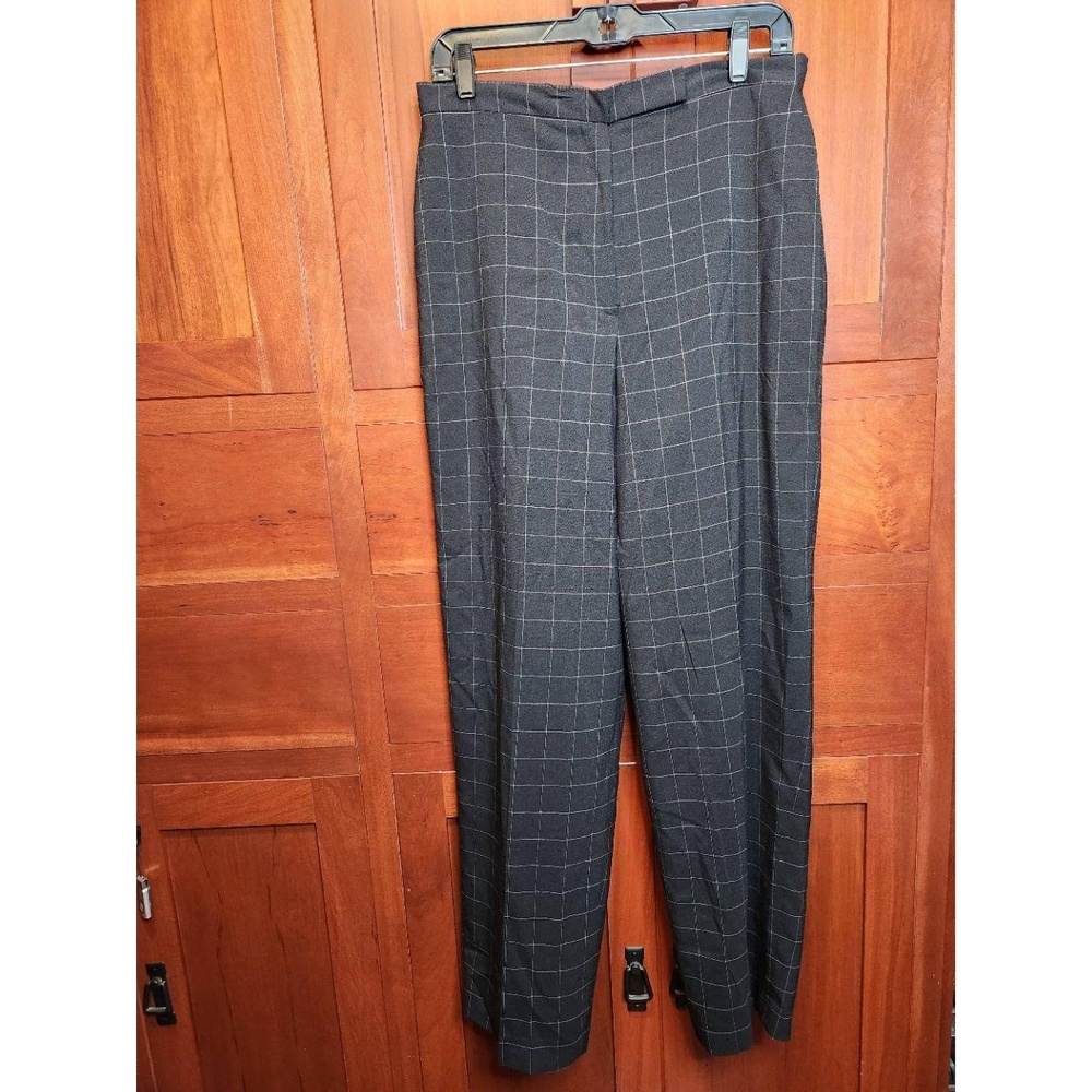 Larry Levine Sport Slacks Black White Checkered Stretch Womens Size 12 Vintage!